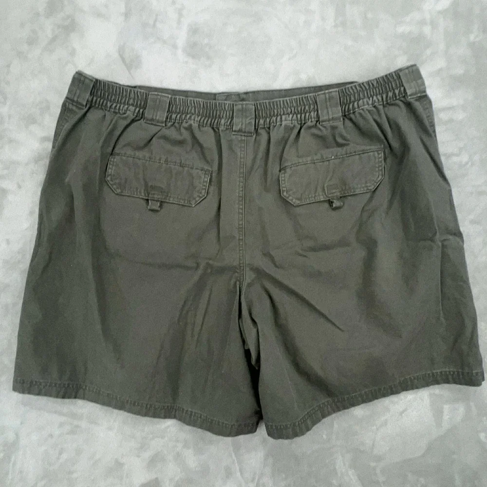 Basic Editions Mens Cargo Shorts Olive Green Elastic Waist‎ Cotton XXL